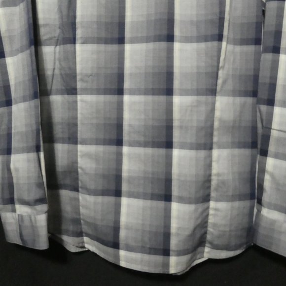 CALVIN KLEIN | Non-Iron | Body Fit | large 16-16.5 | Blue Plaid Button-up Shirt - Picture 14 of 16